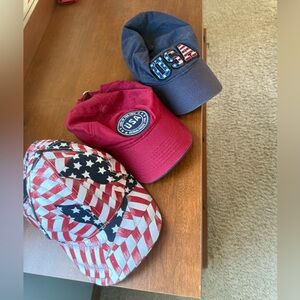 Set of three USA themed baseball caps